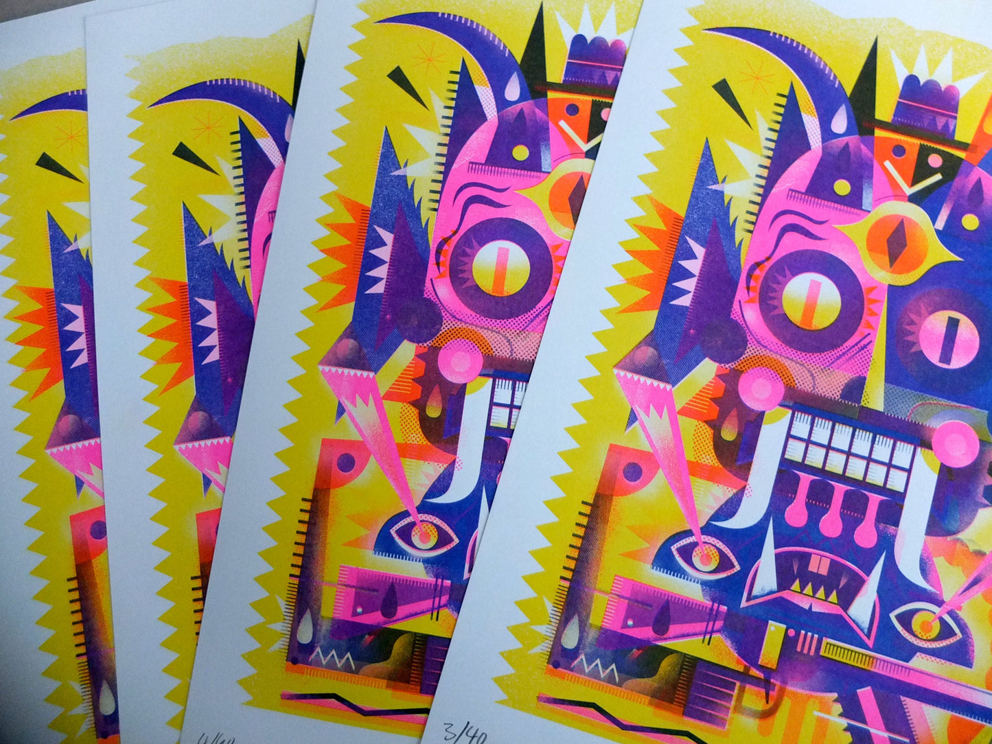 Satanic Robot Zombi with a gun / Risographie de l'artiste Niark1