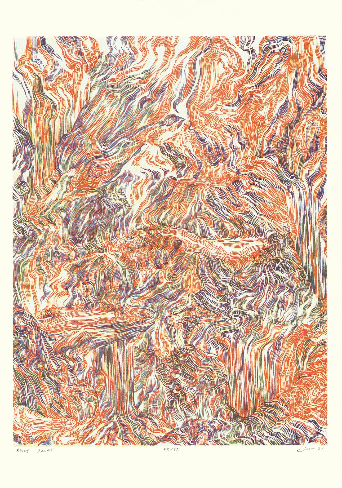 YELLOW ROCK / Risograph by artist Jacob van Loon
