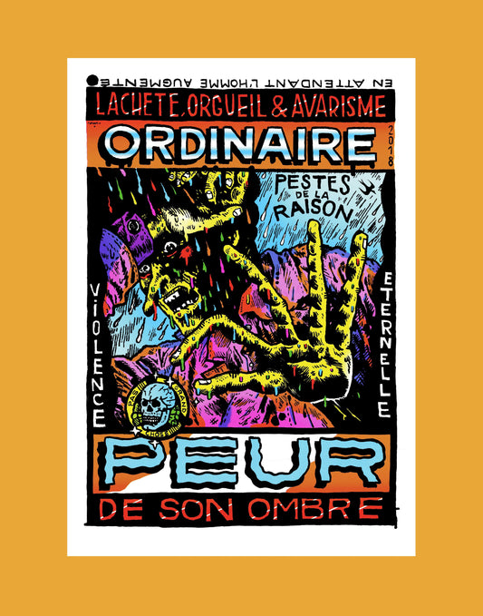 PEUR DE SON OMBRE / Sérigraphie de Moolinex / Grand format