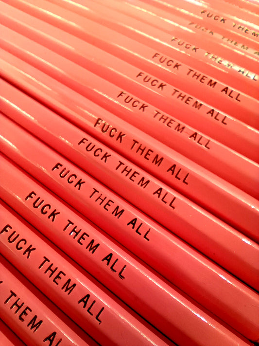 FUCK THEM ALL / ROSA Bleistift mit Radiergummi